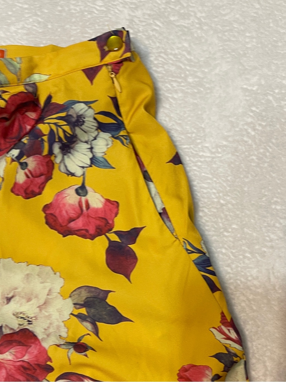 Modcloth Vibrant Yellow Floral High Waist Vintage Inspired A Line Mod Skirt L - Picture 8 of 13
